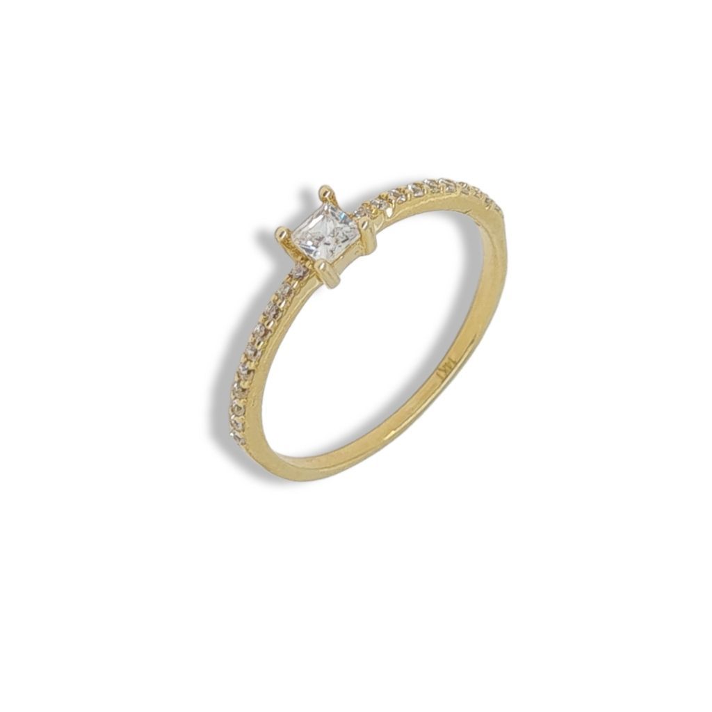 Single stone k14 gold ring with zirkon (S232663)